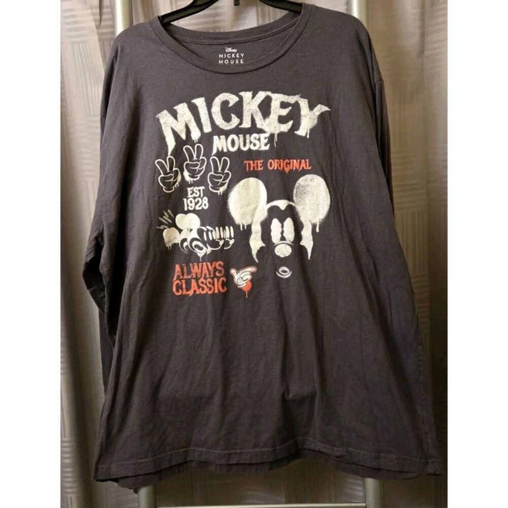 Disney Mickey Mouse Long Sleeve T Shirt Dark Gray Size 3XL